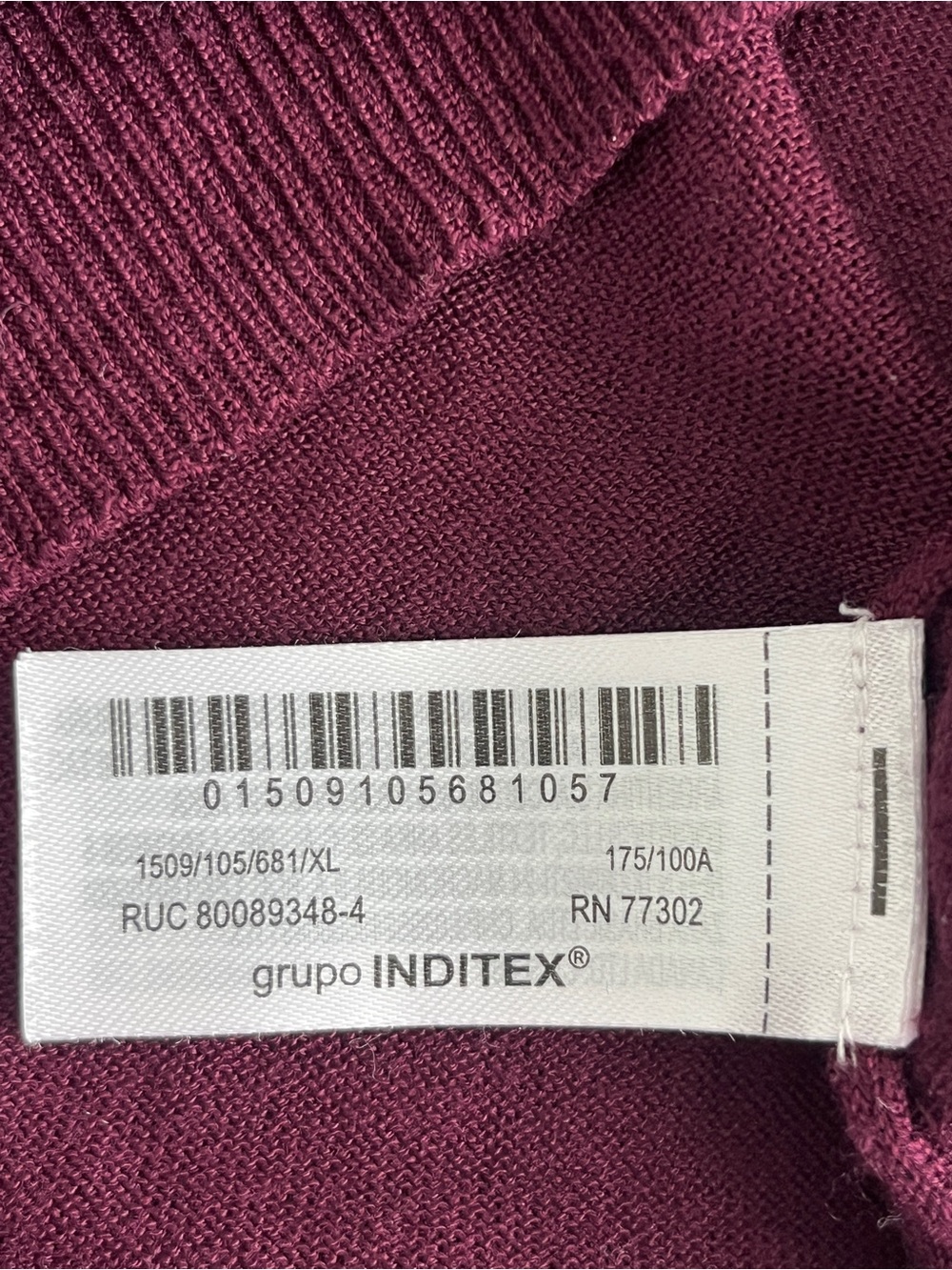 Zara Long Sleeve Crewneck fine knit Top - Deep Wine / Burgundy size XL - Picture 6 of 11
